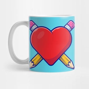 Love With Pen Tool Cartoon Vector Icon Illustration Mug